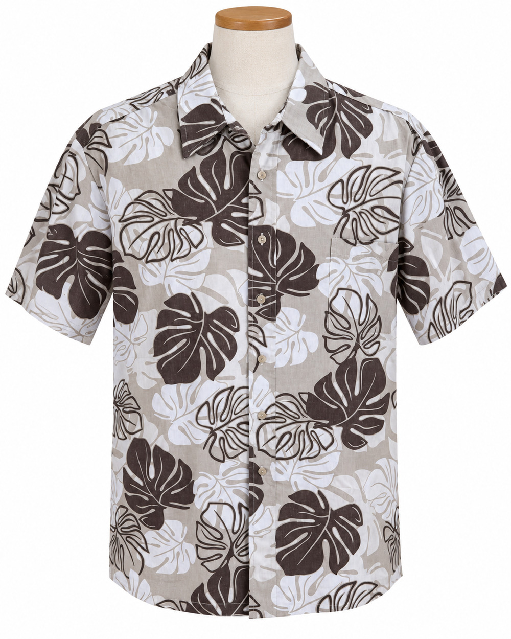 Makapuu Vintage 90s Men's L Hawaiian Shirt Monstera Leaf Print Short Sleeve USA